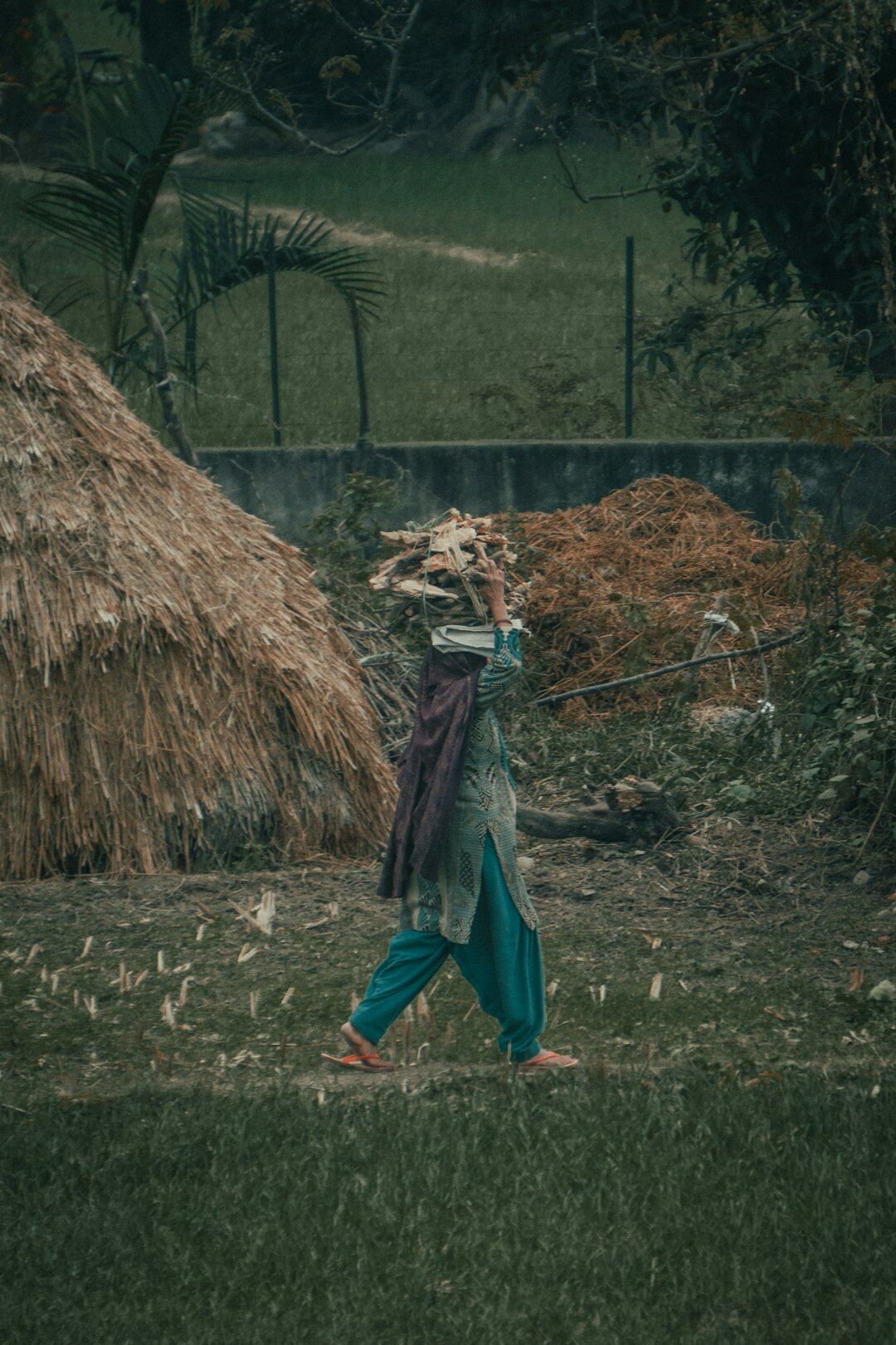 elderly woman in village