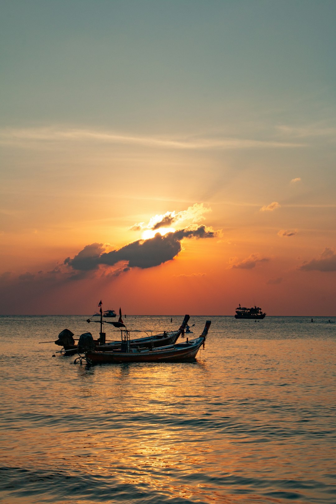 fishing boat at sunset
